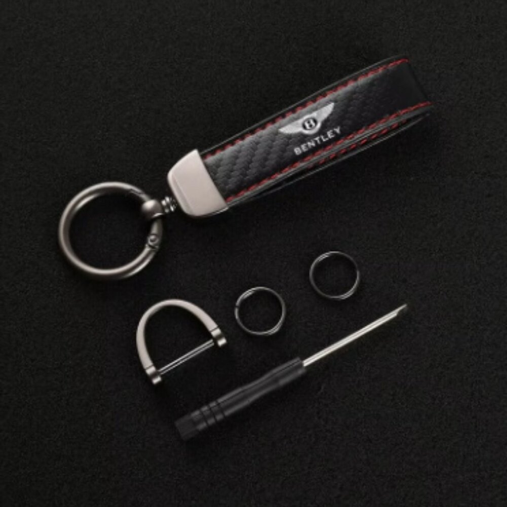 Black Thin Red Bentley Key Chain Key Ring Keychain Leather Suede Horseshoe B…